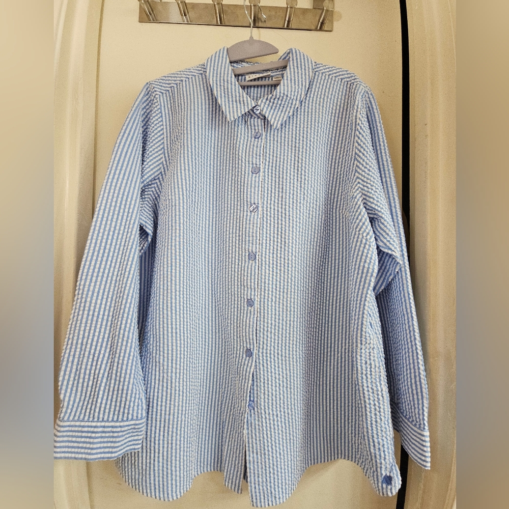 Elegant Blue Striped Women's Blouse
